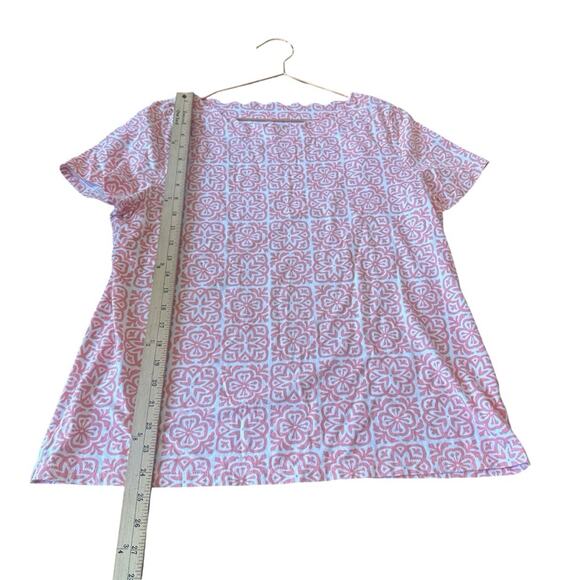 Talbots scalloped neck Cotton Short Sleeved Top Size large - Picture 5 of 6